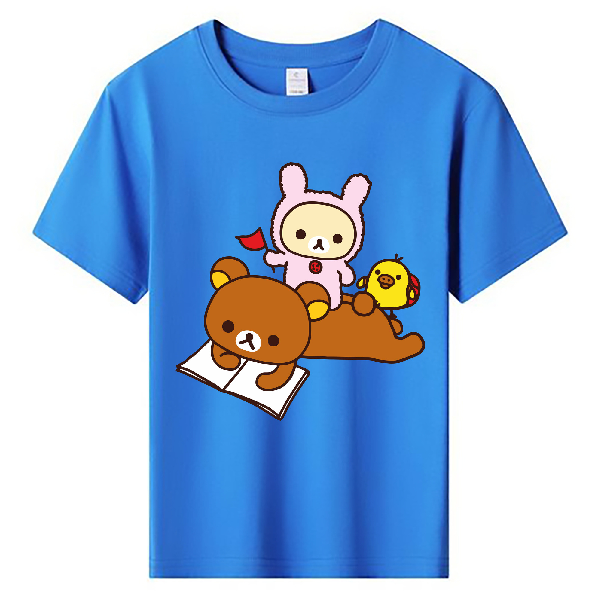 （画像用） リラックマ リラックマ キイロイトリ Rilakkuma Korilakkuma Kiiroitori 綿100％キッズTシャツ（フロントプリント）